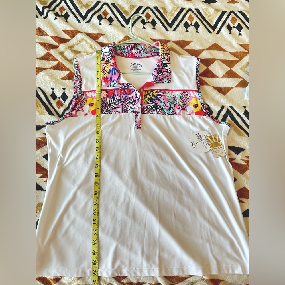 Women’s golf shirt, coral bay, floral